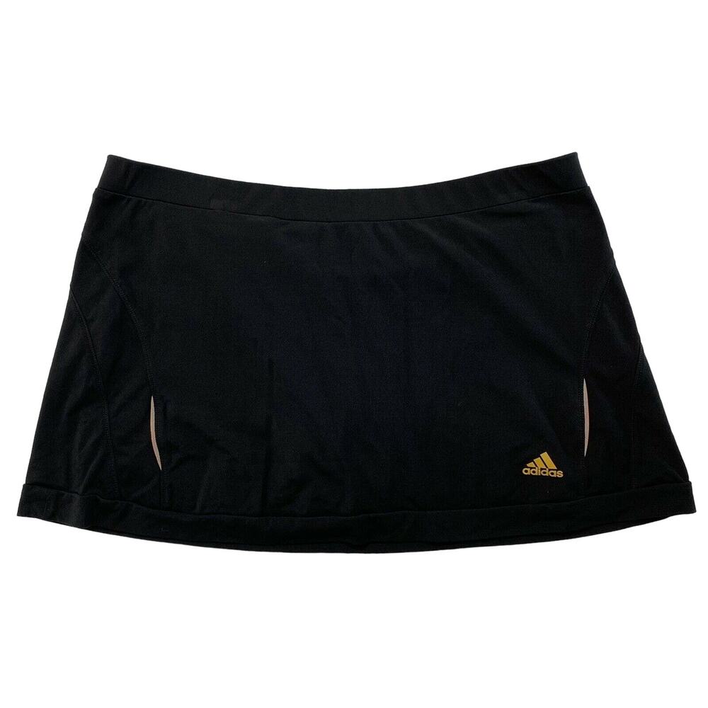 ADIDAS Black Clima365 Climalite Skort Size Large Skirt Shorts Pockets Tennis Gol
